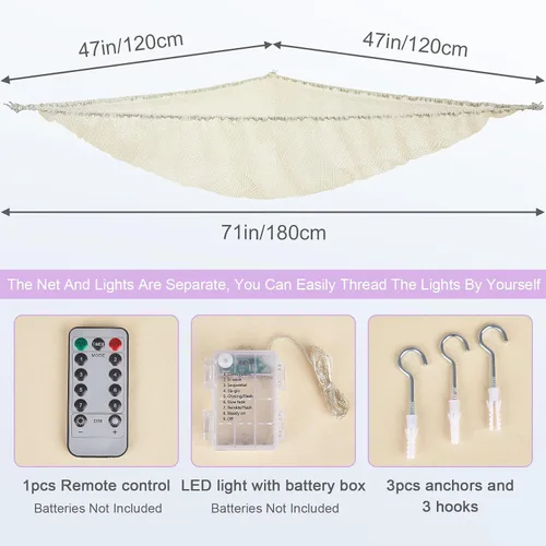 Vista 2 de Unicorn Castle Hamaca de red para animales de peluche, almacenamiento de juguetes para niños con luz LED, organizador de juguetes de felpa