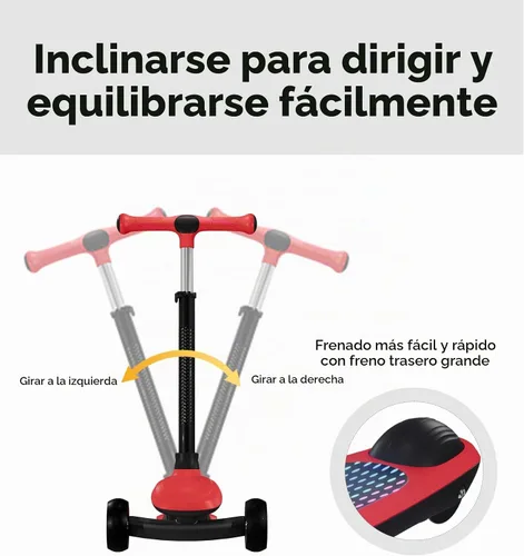 Vista 20 de 3 Wheel Kids Scooter with Light-Up Wheels, Ages 3-8 Negro