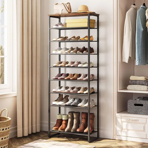 Vista 5 de HOOBRO - Zapatero de 10 niveles, organizador de almacenamiento de zapatos de 23.6" L, estante de zapatos de gran capacidad para entrada de puerta