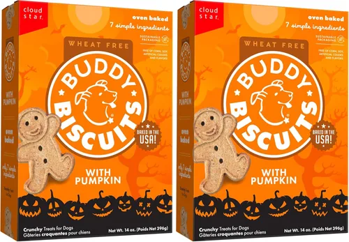 Vista 12 de Buddy Biscuits Golosinas crujientes para perros de Halloween sin trigo con calabaza, caja de 14 onzas