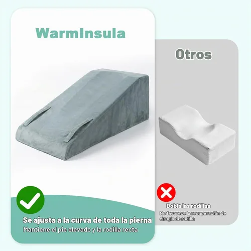 Vista 7 de Almohadas de elevación de piernas para después de la cirugía, almohada de rodilla de espuma viscoelástica para cirugía de reemplazo de rodilla