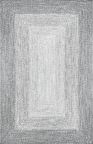 Vista 3 de nuLOOM Jayda - Alfombra trenzada para interiores y exteriores, 4 x 6, color gris claro