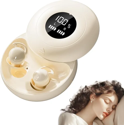 Vista 9 de Sleep Earbuds Bluetooth 6.0 for Side Sleepers, Mini Invisible Silicone Sleep Earbuds, Noise Blocking Sleeping Headphones, Hidden Earbuds with LED