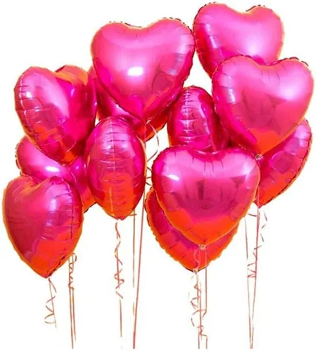 Vista 28 de 10 globos de papel de aluminio con forma de corazón de oro rosa, globos de helio, decoraciones de fiesta de cumpleaños, globos de boda para niños