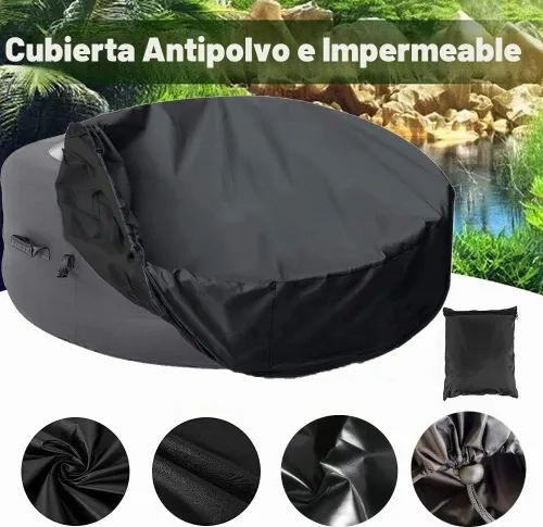 Vista 3 de Cubierta impermeable para bañera de hidromasaje, impermeable, portátil, redonda, inflable, protector para bañera de hidromasaje, piscina, muebles
