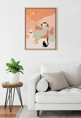 Vista 2 de Kate and Laurel Sylvie - Lienzo enmarcado para pared, diseño de vino al día, 18 x 24 pulgadas, arte abstracto moderno decorativo de mediados