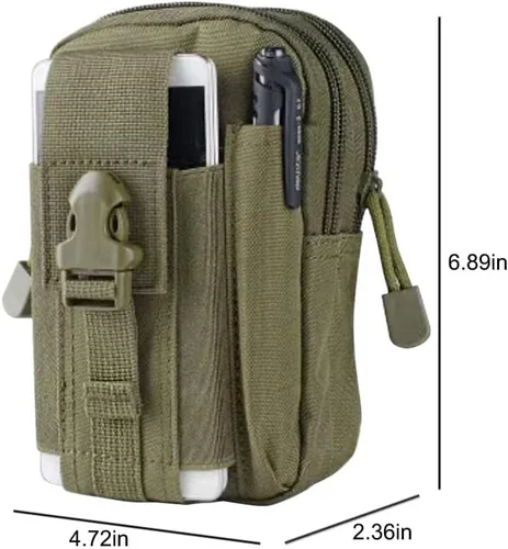 Vista 2 de Bolsa táctica para teléfono, bolsa para teléfono celular, bolsa multiusos para cinturón EDC, bolso de cinturón con soporte para funda para teléfono