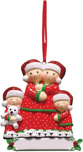 Vista 36 de JewelOra Adornos de Navidad, personalizados de 2 a 6 miembros de la familia, adorno personalizado para árbol de Navidad, decoraciones de vacaciones