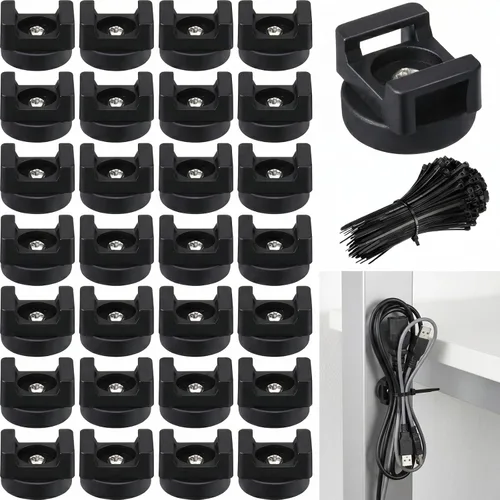 Vista 10 de Yookeer 120 piezas de soporte magnético para cables, multiusos, bases magnéticas de gestión de cables con cremallera resistente, montaje de bridas