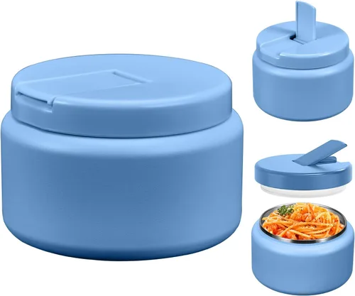 Vista 10 de Tarro para niños de 13.5 oz para alimentos calientes, tarro de alimentos aislado al vacío con tapa de hebilla, contenedor de almuerzo aislado