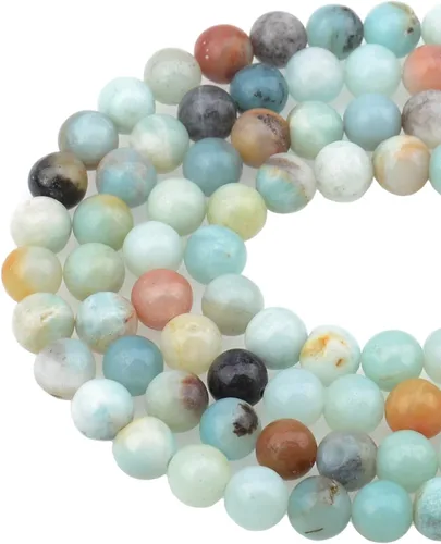 Vista 24 de Cuentas sueltas de 0.315 pulgadas/8mm de piedra natural redonda para hacer joyas con cordón elástico