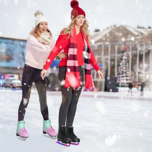Vista 6 de MammyGol Classic Ice Figure Skates for Womens/Misses/Girls Lace up with Stainless Steel Blade Light Support Ice Figure Skates in Red Teal