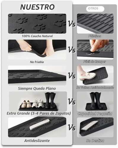 Vista 6 de SUPENUIN Bandeja de botas con patrón de patas para entrada, alfombrillas de goma impermeables para perros, bandeja multiusos para entrada
