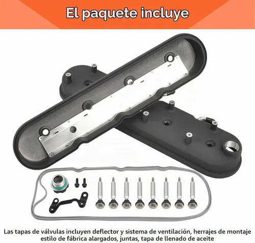 Vista 4 de Cubierta de válvula de motores de aluminio fundido con soportes de bobina compatible con GM LS LS1 LS2 LS3 LS6 5.3 6.0 - Negro