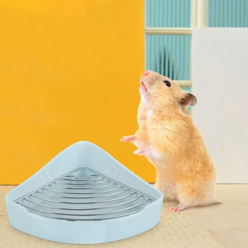 Vista 3 de Sartén de arena para animales pequeños, jaula de animales pequeños, inodoro de cerámica, triángulo, conejo, esquina, hámster, orinal para hámster