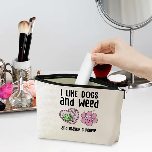 Vista 2 de Divertida bolsa de maquillaje de hierba – Decoración de hojas verdes para amantes de las malas hierbas, humor, Navidad, cumpleaños, regalos