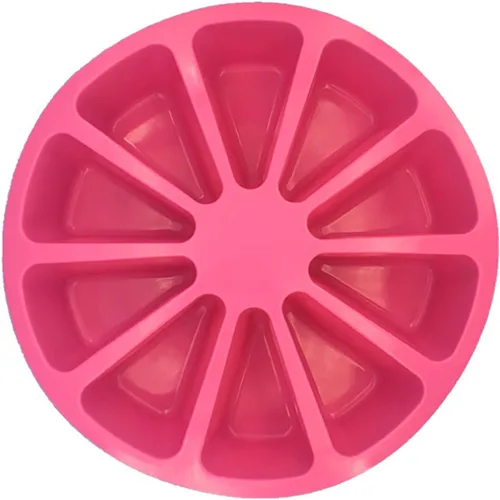 Vista 2 de Moldes de silicona para hornear, molde triangular de 10 cavidades, molde para rebanadas de pizza para pan de maíz, brownies, magdalenas, pudines