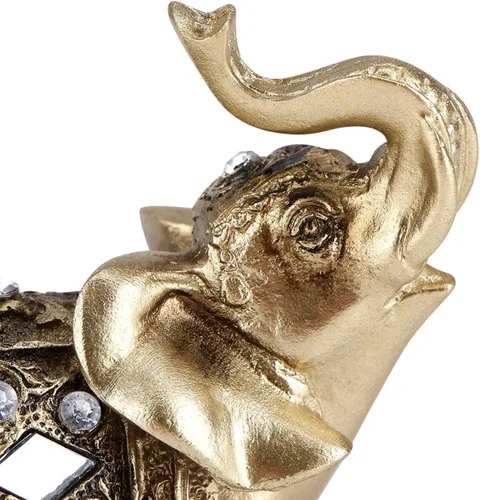 Vista 6 de Elegante estatua dorada de elefante, escultura respetuosa con el medio ambiente, fortuna para regalos de decoración del hogar (9 x 9)