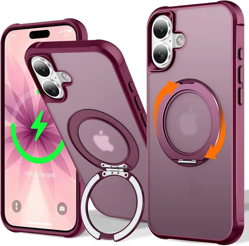Vista 89 de UMIONE - Funda con diseño de anillo magnético giratorio de 360° para iPhone 11, soporte de bucle invisible integrado, compatible con Magsafe, funda