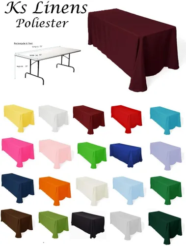 Vista 2 de KS Linens - Mantel rectangular de poliéster de 60 x 144 pulgadas (blanco)