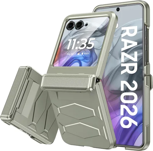 Vista 12 de Vizvera para Motorola Razr 2024 - Funda con tapa con bisagra, protector de pantalla incorporado, a prueba de golpes, funda todo en uno para Negro