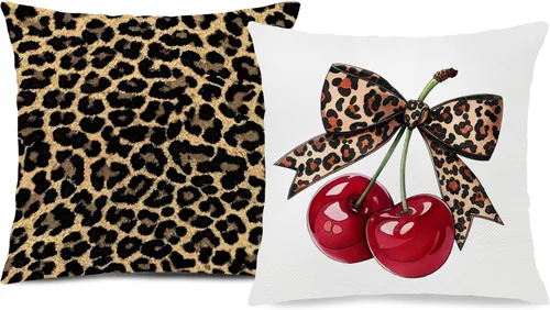 Vista 28 de Trendy Leopard Cheetah Print Pillow Covers 18x18 Set of 4