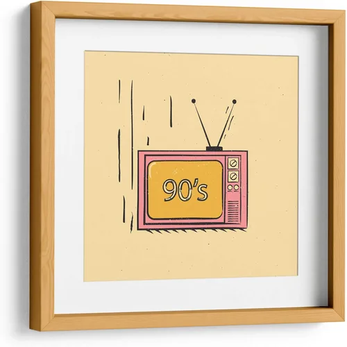 Vista 5 de Canvas Lab The 90's on TV by Vision Grasp Art 11 x 11 in Fine Art Framed Print, Frame Color: Black, With Mat History, Illustrations, Pop