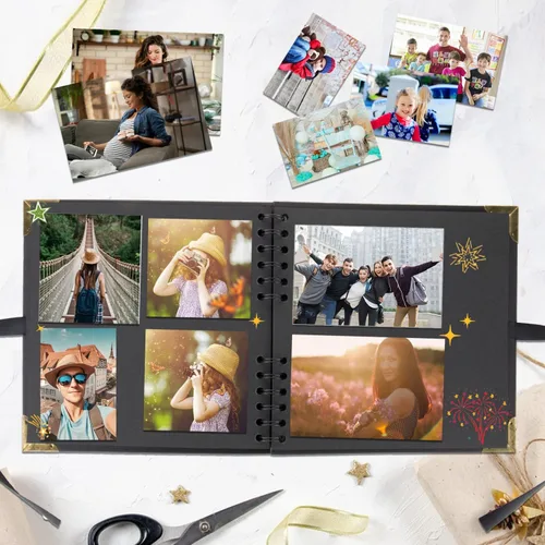 Vista 3 de LOYAL BOOK Álbum de recortes (8 x 8 pulgadas) Álbum de recortes 60 páginas, ideal para tus álbumes de recortes, álbumes de fotos familiares de boda