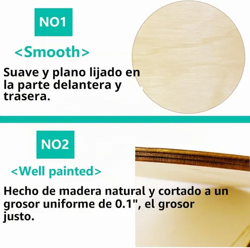 Vista 5 de Rondas de madera para manualidades de 10 pulgadas, paquete de 5 círculos redondos de madera sin terminar para manualidades, discos redondos