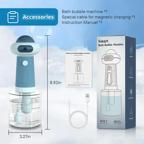 Vista 7 de Dispensador eléctrico de champú para perros, rociador de champú para gatos IPX7, suministros de baño para mascotas, dispensador automático de champú