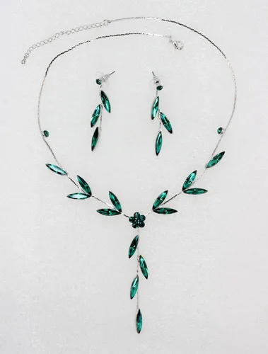 Vista 2 de Faship - Juego de collar y aretes con cristales de imitación florales