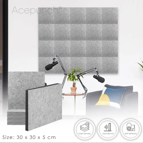 Vista 2 de AP1259 - Kit de 12 paneles de espuma autoadhesivos acústicos de alta calidad para estudio de grabación, cine en casa y oficina, tablero de espuma