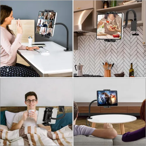 Vista 7 de Soporte para tablet con abrazadera de cuello de cisne para escritorio, compatible con iPad mini/Air/Pro, Kindle Fire HD, Galaxy Tabs y todas