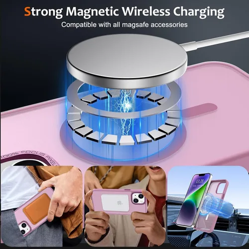 Vista 668 de Anuck - Funda magnética para iPhone 11 compatible con MagSafe, carcasa trasera mate translúcida dura, borde de TPU, delgada, resistente a impactos