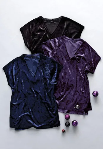 Vista 7 de Ellos Camiseta de terciopelo aplastado en talla grande para mujer