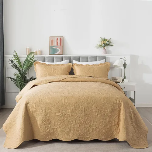 Vista 58 de HoneiLife Juego de ropa de cama tamaño Queen, juego de edredón de microfibra para cama Queen, colchas ligeras de 3 piezas, edredones reversibles