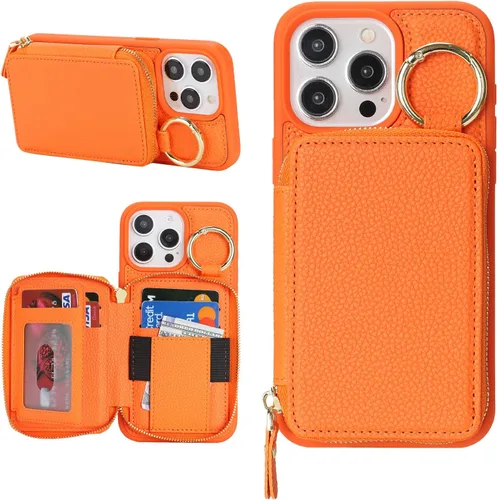 Vista 12 de Funda compatible con iPhone 11 con tarjetero, para iPhone 11, funda de teléfono con cremallera y ranura para mujer, 6.1 pulgadas, oro rosa