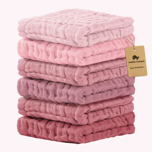 Vista 14 de Cuddle Campus Paquete de 6 paños de muselina para bebé, paños para eructos Set 3