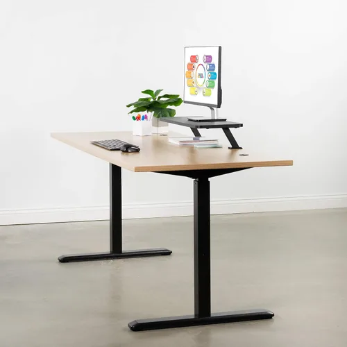 Vista 8 de VIVO Estante de escritorio ergonómico pequeño de 26 pulgadas, soporte elevador para monitor de computadora, organizador de escritorio con capacidad