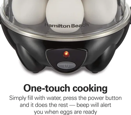 Vista 7 de Hamilton Beach 3-en-1 Cocedor de Huevos Eléctrico para Huevos Duros, Escalfador, Fabricante de Tortillas y Vaporizador de Vegetales, Capacidad