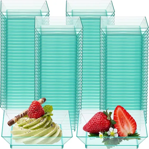 Vista 14 de 200 Piezas Platos Cuadrados Mini para Postre de 2.5 x 2.5 Pulgadas Platos Desechables para Aperitivos Pequeños Platos de Plástico Transparente