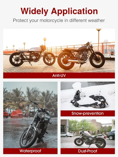Vista 8 de Puroma Funda para Motocicleta de Servicio Pesado, Funda para Scooter Impermeable para Exteriores, Protección Universal de Calidad para Todas