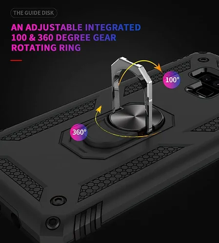 Vista 4 de Androgate Funda para Galaxy Note 9 con protector de pantalla de PET 3D, soporte de anillo de grado militar, soporte para automóvil, prueba de caídas
