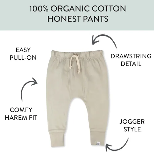 Vista 3 de HonestBaby Honest Pants - Pantalones deportivos de meter 100% algodón orgánico para bebés y niños pequeños, niños, niñas, unisex, paquete de 2