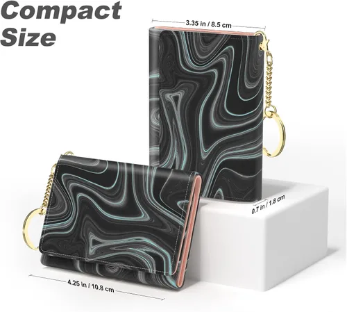 Vista 2 de Nipichsha Cartera pequeña para mujer, con bloqueo RFID, delgada, triple pliegue, de cuero, tarjetero para mujer, mini cartera con bolsillo lindo