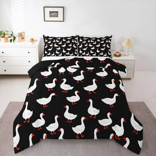 Vista 45 de Erosebridal Juego de ropa de cama a cuadros azul para niños, juego de cama individual con diseño de patos amarillos de dibujos animados, juego