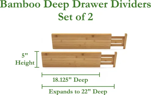Vista 2 de Lipper International. Set de 2 divisores profundos de bambú para cajón de cocina., otro, Marrón, 2