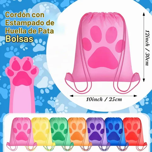 Vista 2 de Yerliker - 14 bolsas con cordón y estampado de huellas a granel, lindas