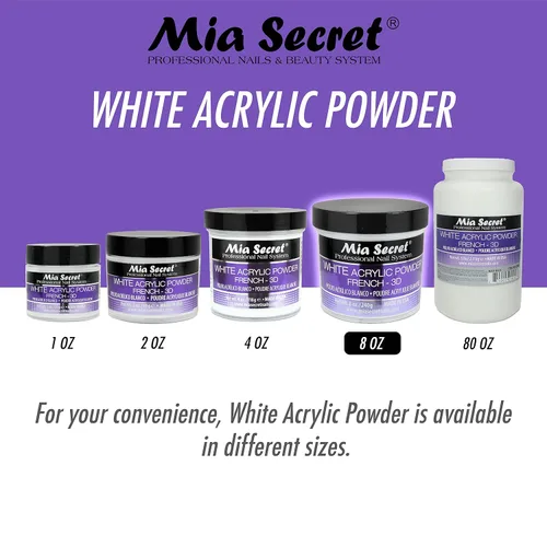 Vista 3 de Mia Secret Polvo acrílico blanco (8oz)