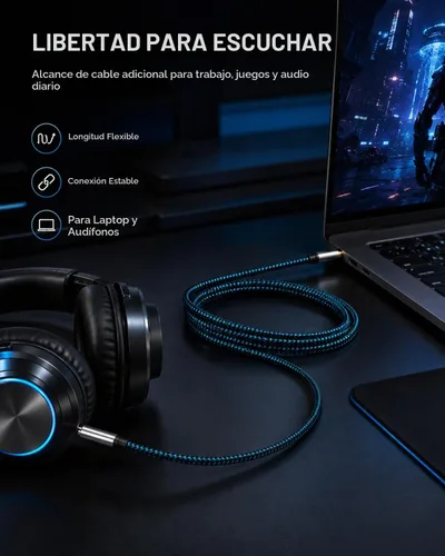 Vista 3 de Cable auxiliar de 5 pies/4.9 ft, cable de audio trenzado de nailon de 0.138 in, cable auxiliar macho a macho para automóvil, para auriculares